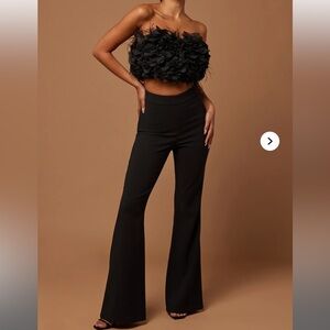 NWT. Elegant Black Women's 2 piece Flared Pant set